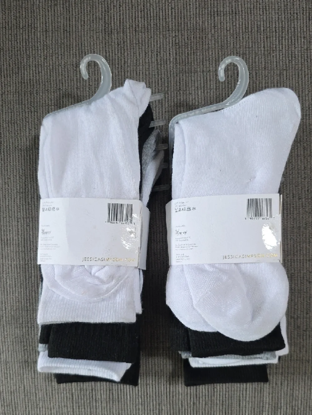Jessica Simpson Black, White & Gray Crew Socks, Two 5-packs,‎ NWT, 10 Total.